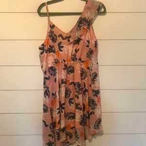 Pink Floral Asymmetrical Dress